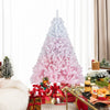 6FT artificial Christmas tree with gradient design and 456 flocked branch tips, perfect for holiday decorating.