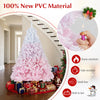 6FT artificial Christmas tree with 456 flocked branch tips, made of fireproof PVC, perfect for holiday decor.