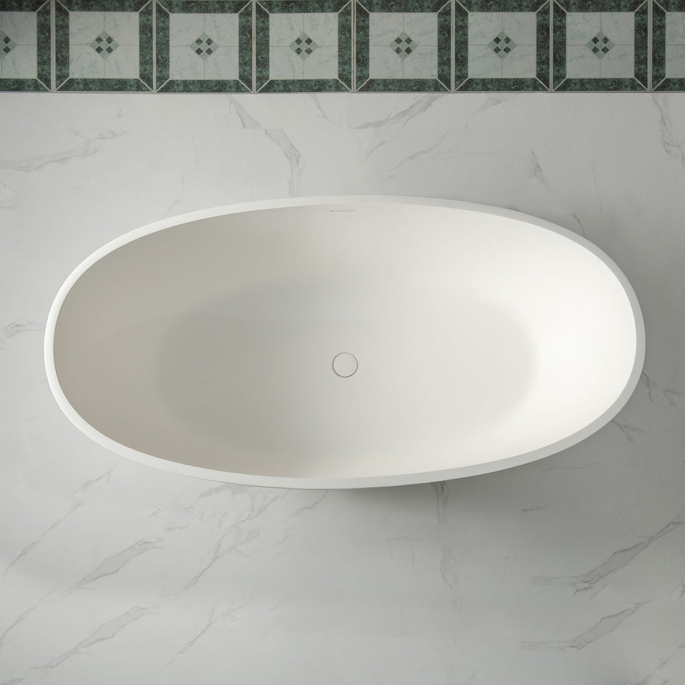 WOODBRIDGE B0044-2.0 Freestanding Solid Surface Stone Resin Bathtub 61" Matte White New