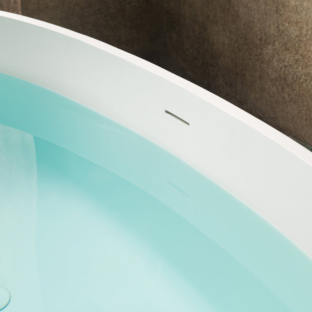WOODBRIDGE B0044-2.0 Freestanding Solid Surface Stone Resin Bathtub 61" Matte White New