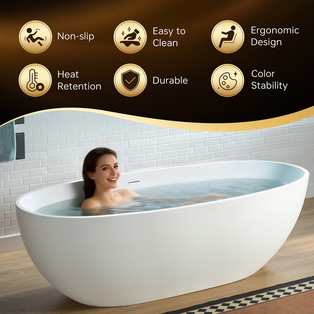 WOODBRIDGE MST0805 Freestanding Bathtub 71" Matte White New