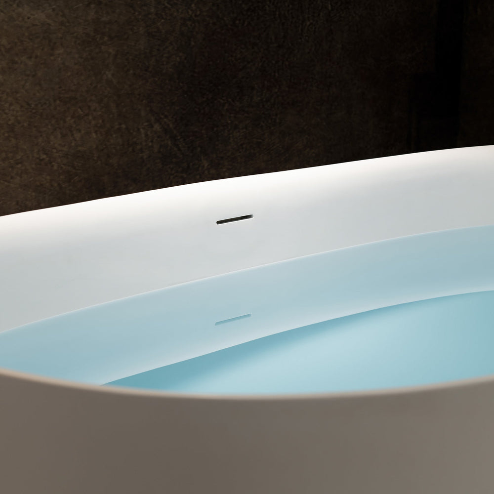 WOODBRIDGE B0048-2.0 Contemporary Freestanding Solid Surface Stone Resin Bathtub 67" Matte White New