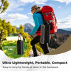 Portable camping chair in a compact carrying bag, made of 7075 aluminum alloy, ideal for hiking and travel.