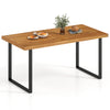 Acacia wood dining table for 6 with a sturdy metal frame, ideal for outdoor dining areas and terraces.