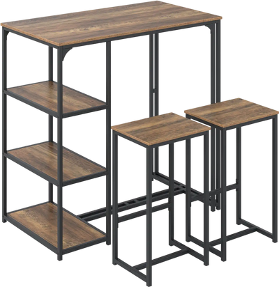 Costway 3-Piece Bar Table Set for 2 Bar-Height Dining Table w/ 2 Stools 49997386 New