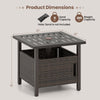 Outdoor side table with 1.93" umbrella hole, made of weather-resistant PE wicker, supports up to 265 lbs for patio use.