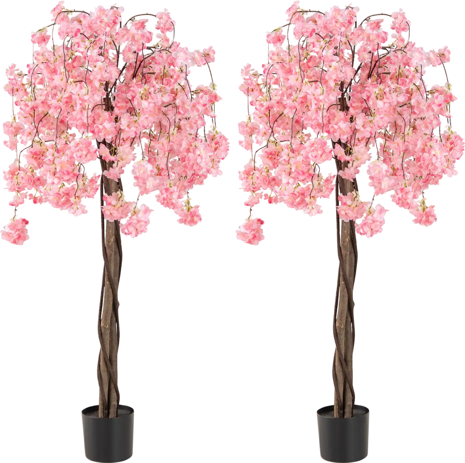 Costway 5.5' Artificial Cherry Blossom Tree Pink/White Flowers 2 Pack 26239699 New