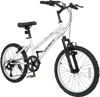 20-inch kids mountain bike in white with adjustable seat, 7-speed derailleur, and anti-slip tires for safe riding.