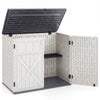 Horizontal resin storage shed with adjustable shelf, 20 cu.ft capacity, designed for garden tools and outdoor.
