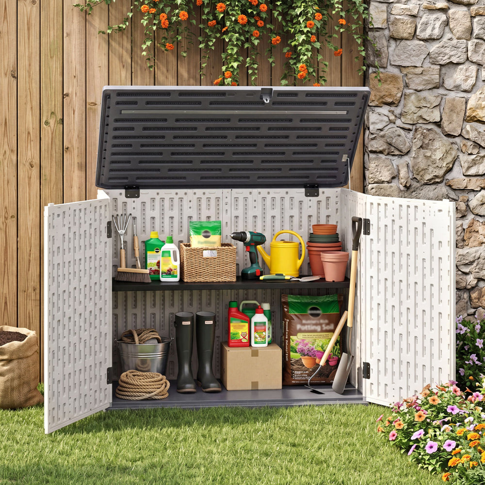 20 Cu.Ft Horizontal Resin Storage Shed with Adjustable Shelf-White - Gallery View 1 of 11