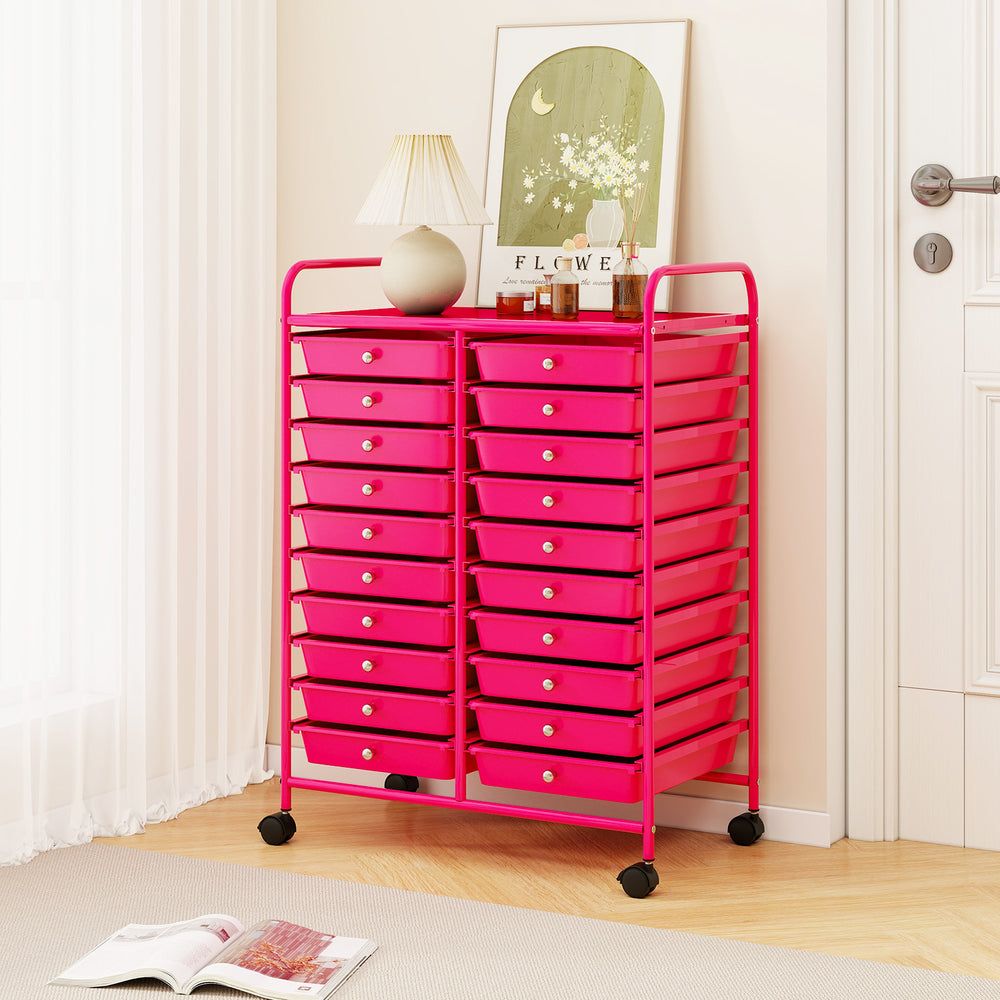 20 Removable Drawers Rolling Storage Cart Studio Organizer-Pink - Gallery View 1 of 9