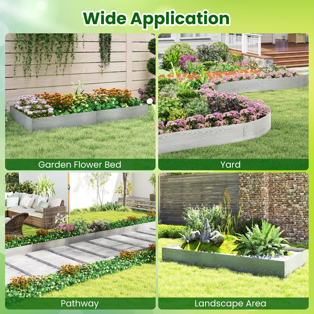 Galvanized metal landscape edging panels create custom borders for gardens, yards, and pathways, ensuring a neat.