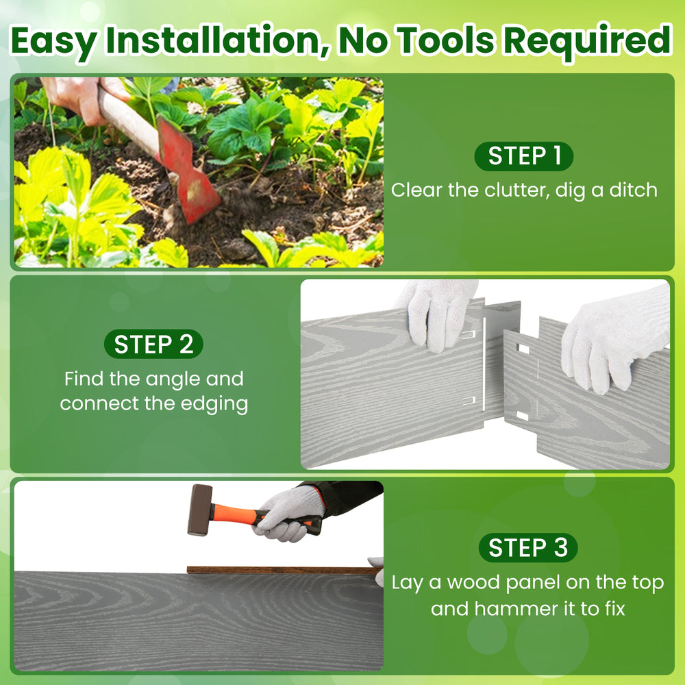 Galvanized metal landscape edging panels interlocking for easy installation, ideal for garden beds and yard borders.