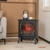 1400W electric stove heater in black with 3-sided view and vivid flame effect, perfect for cozy living room ambiance.
