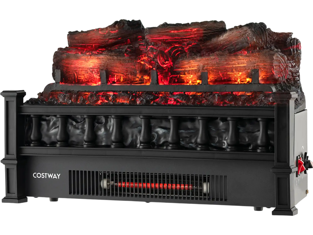 20-inch electric fireplace heater with realistic pinewood ember bed, 5120 BTU heat output, ideal for cozy room warmth.
