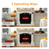 20-inch electric fireplace heater with realistic birchwood ember bed, showcasing flame only and flame with heat options.