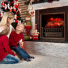 20-inch electric fireplace heater with realistic birchwood ember bed, providing warmth and ambiance for cozy family.