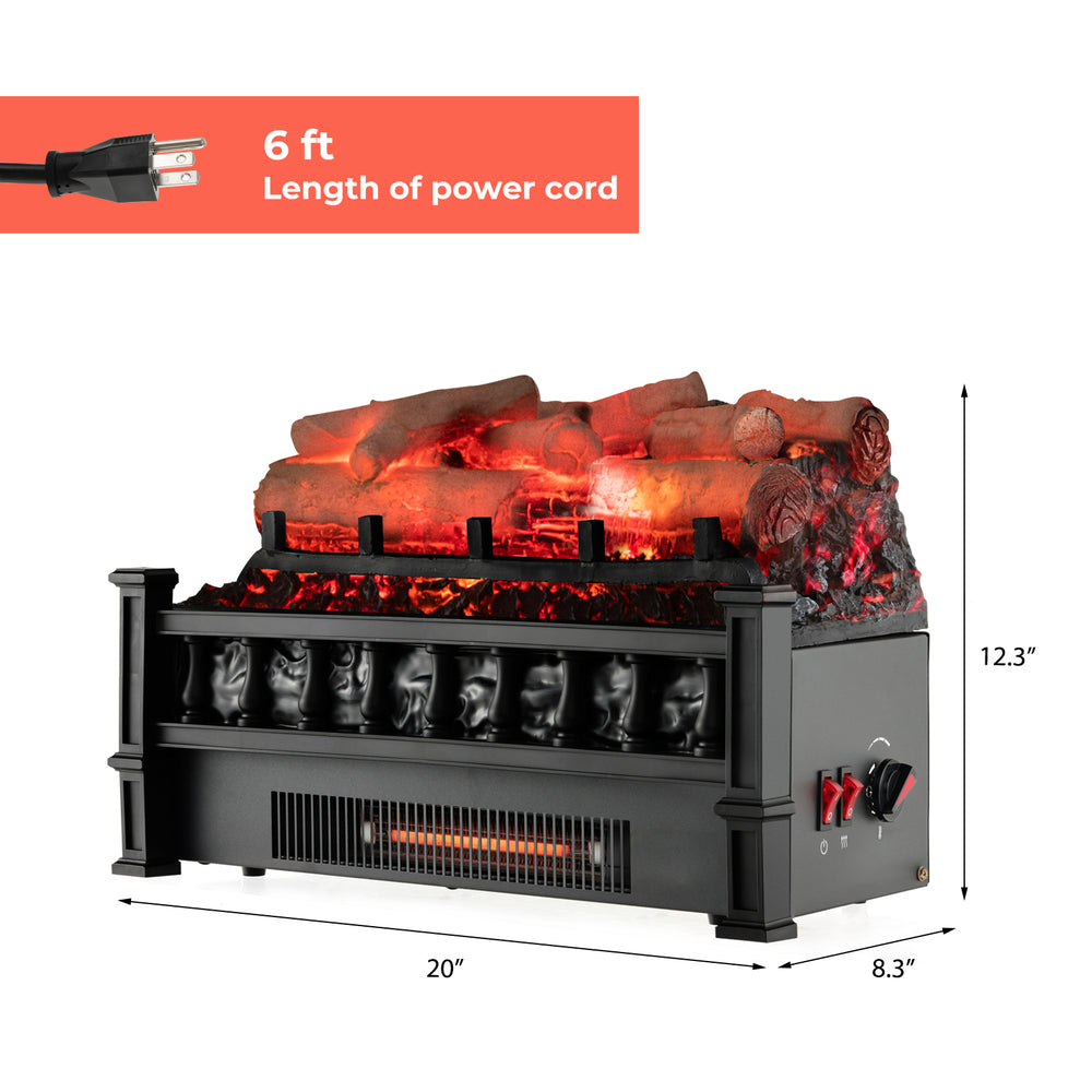 20-inch electric fireplace heater with realistic birchwood ember bed, 5120 BTU, and adjustable temperature for cozy.