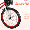 Wear-resistant pneumatic tire detail for 20-inch kids bike, featuring rubber outer and protective layers for durability.