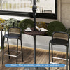 20-inch outdoor adjustable umbrella table in coffee color, designed for 2 sizes of patio umbrella poles, perfect for.