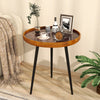 20 Inch Round End Table with Sea Shell Decoration and Epoxy Resin Finish-Brown - Gallery View 1 of 10