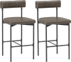 Set of 2 gray upholstered bar stools with backrest, featuring a sturdy metal frame and cozy padded seats for kitchen.