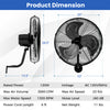 20-inch wall mount fan in black with adjustable tilt head, 3 speeds, and premium metal housing for efficient air.
