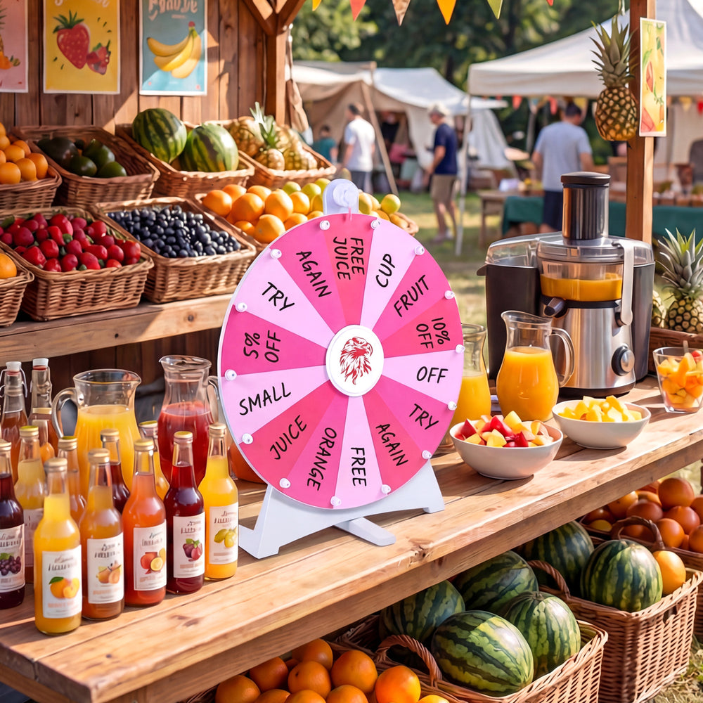 20 Inches 14 Slots Spin Wheel with Blackboard Marker for Prizes-Pink - Gallery View 1 of 10
