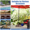 20-inch brown patio umbrella base stand with adjustable footpads for stability on uneven ground, ideal for outdoor use.