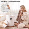 20 L towel warmer in white with LED display, timer, and child safety lock for cozy towels and added aromas.