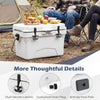 20 Quart Portable Hard Cooler with dual latches, built-in ruler, and anti-slip foot pads for outdoor adventures.