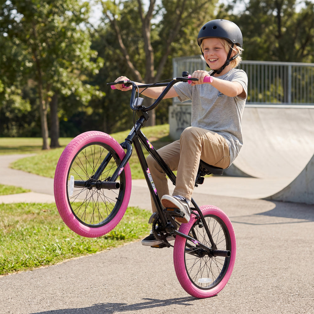 20" Trick Bicycle with 360 Degree Steering and Adjustable Seat for Kids and Teens-Pink - Gallery View 1 of 10