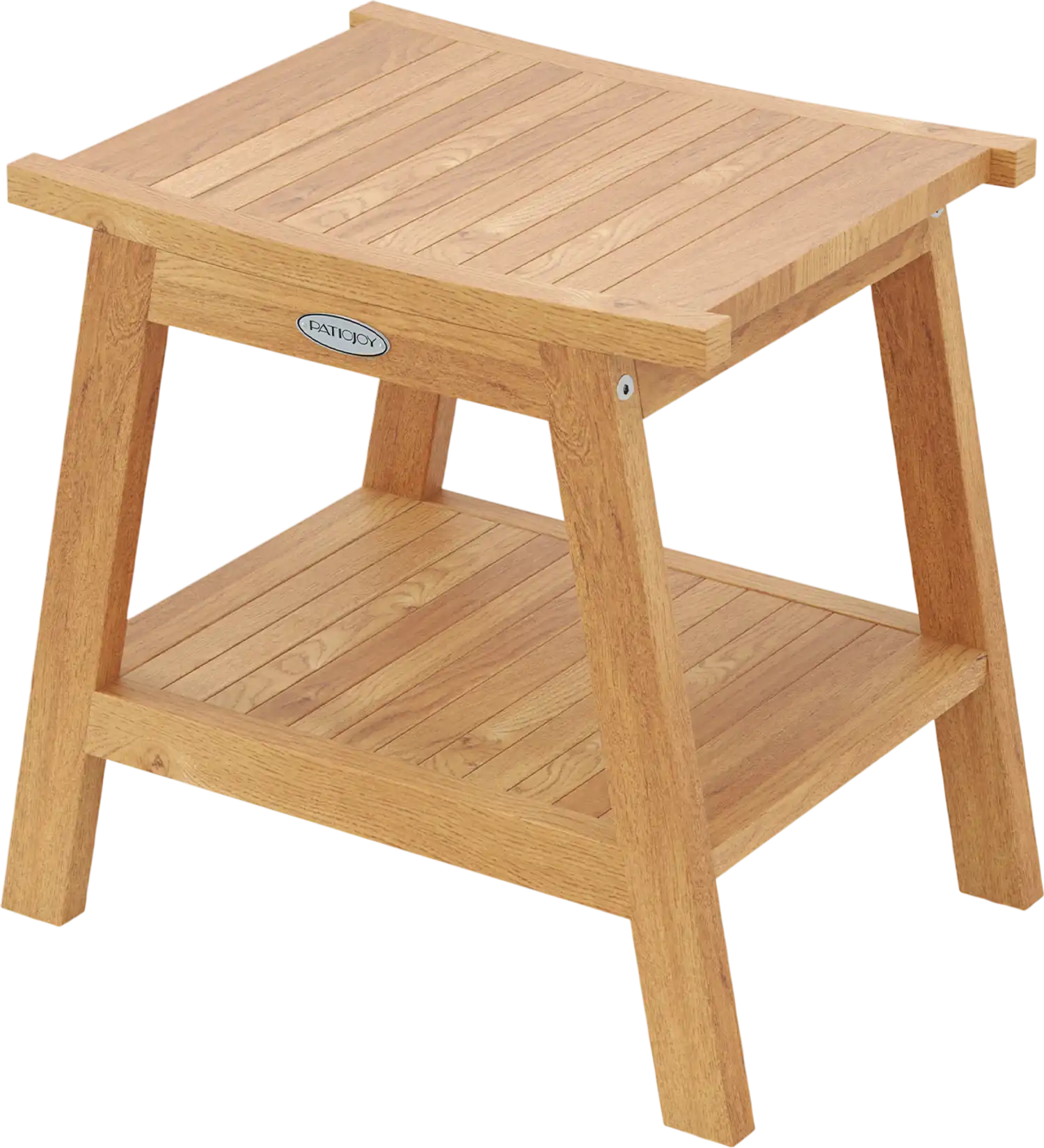 Costway Teak Wood Shower Bench w/ Storage Shelf Adjustable Foot Pads 20