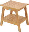 20 Inches Teak Wood Shower Bench with Storage Shelf and Adjustable Foot Pads