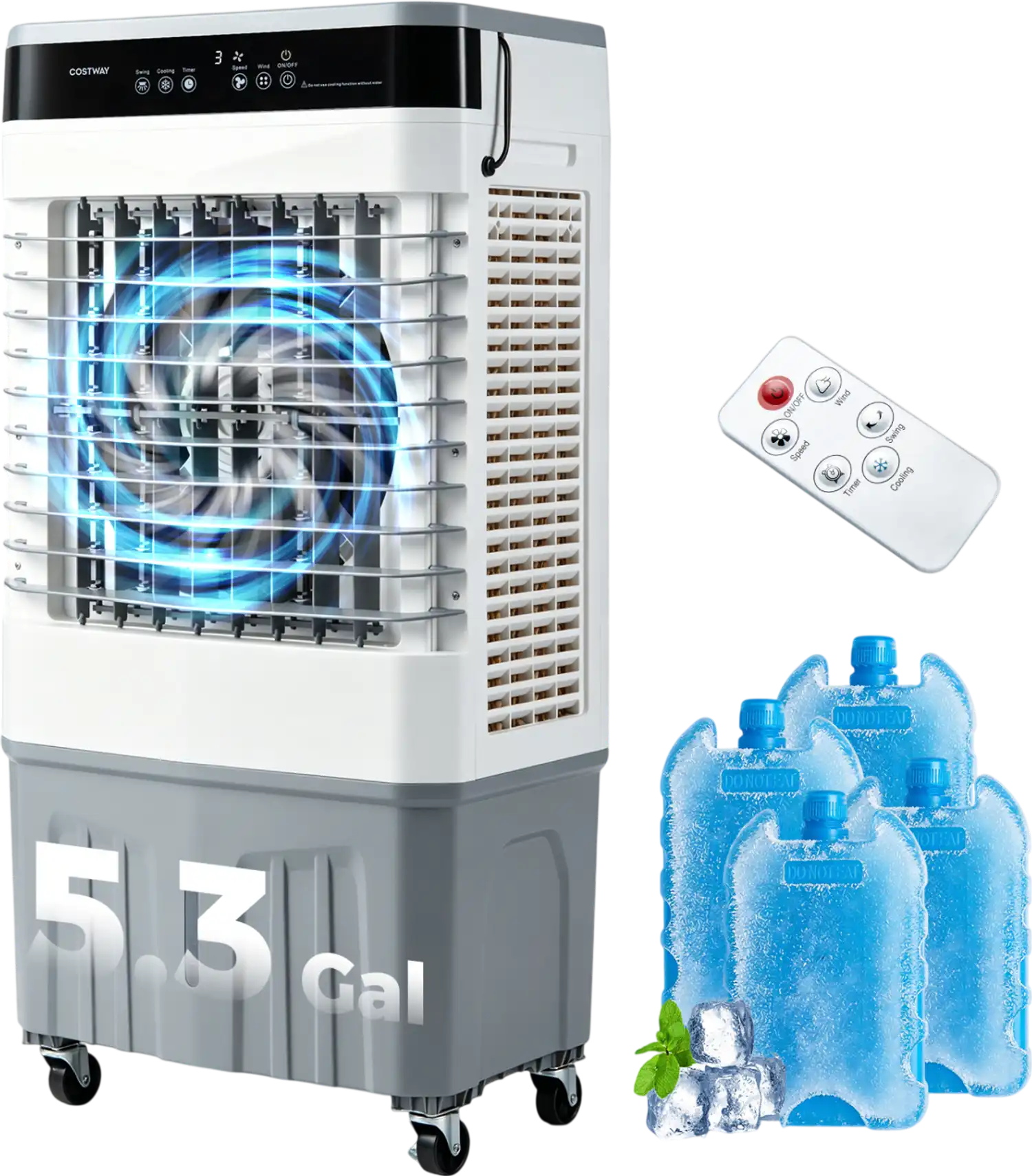 Costway 2100 CFM 3-in-1 Evaporative Air Cooler Indoor/Outdoor 5.3 Gal Tank 58377993 New