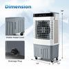 2100 CFM evaporative air cooler in white features a 5.3-gallon water tank and universal wheels for easy mobility.