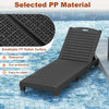 Black outdoor PP chaise lounge chair with adjustable backrest, ideal for sunbathing and easy to clean by the pool.