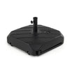 Fillable 211 LBS patio umbrella base with wheels, telescopic pull rod, and wood-grain finish for stability and elegance.