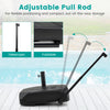 Telescopic pull rod of a 211 lbs fillable patio umbrella base with wheels, designed for easy mobility and compact.