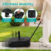 Fillable 211 lbs patio umbrella base with wheels, telescopic pull rod, and grooved handles for easy mobility and.