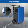 Commercial dehumidifier with easy drainage feature, 215 pints capacity, and included 2 ft drain hose for efficient.