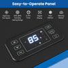 Touch panel of the 215 Pints commercial dehumidifier with digital display, humidity control, and timer features.