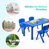 Blue kids plastic rectangular table designed for daycares and kindergartens, weather-resistant for indoor and outdoor.