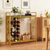 21 Bottle Wine Rack Freestanding Floor Wine Bottle Organizer with Glass Holder-Golden - Gallery View 1 of 9