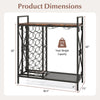 Freestanding wine rack with 21 bottle holders and glass holder, rustic brown finish, ideal for dining room or kitchen.