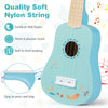 21-inch ukulele for kids with a basswood body, featuring soft nylon strings and colorful design for easy play.