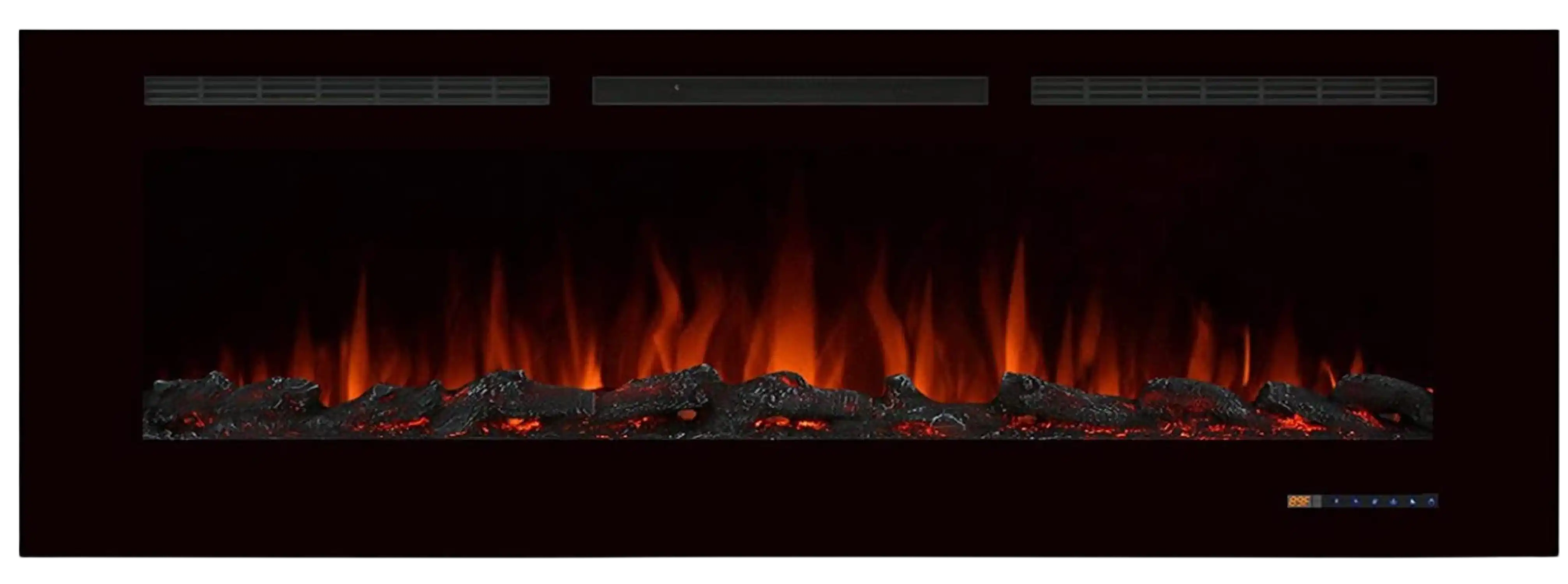 Valuxhome BI60 60 in. 750/1500W Recessed and Wall Mounted Electric Fireplace with Remote LED Lights Logs and Crystals Black New