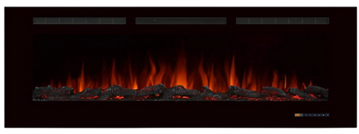 Valuxhome BI60 60 in. 750/1500W Recessed and Wall Mounted Electric Fireplace with Remote LED Lights Logs and Crystals Black New
