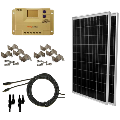 WindyNation SOK-200WP-P20L 200 Watt Solar Panel Kit with LCD Charger Controller New