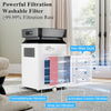 Dehumidifier with washable filters and LED display, featuring 2-stage filtration for improved indoor air quality.